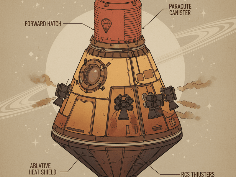 Full crew module spacecraft exterior view